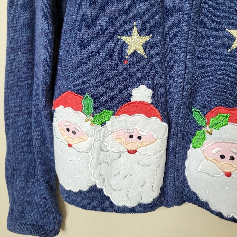 Tiara International Christmas Cardigan Sweater Full Zip Santa Claus Size XL - Picture 4 of 8